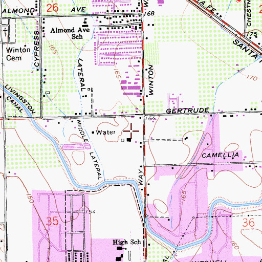 Topographic Map of Evergreen Christian Center, CA
