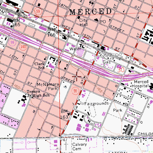 Topographic Map of Merced Revival Center, CA