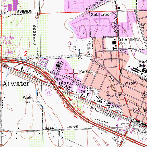 Topographic Map of Aileen Colburn Elementary School, CA