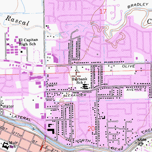 Topographic Map of Burbank Park, CA