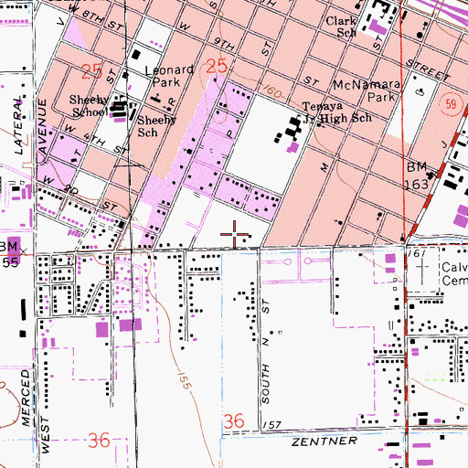 Topographic Map of Alicia Reyes Elementary School, CA
