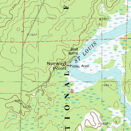 Topographic Map of Norway Point, MN