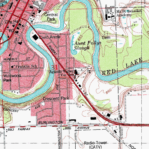 Topographic Map of Agassiz Valley Vocational School, MN