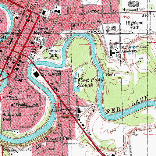 Topographic Map of Aunt Pollys Slough, MN