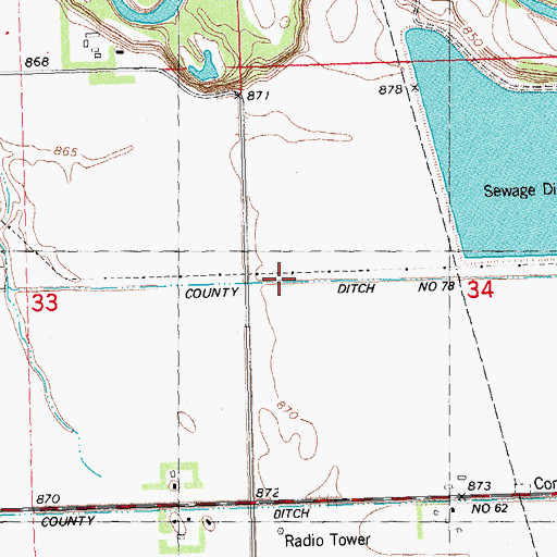 Topographic Map of County Ditch Number Seventyeight, MN