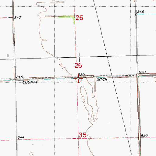 Topographic Map of County Ditch Number Thirtyfive, MN