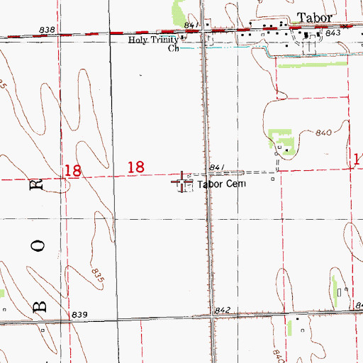 Topographic Map of Tabor Cemetery, MN