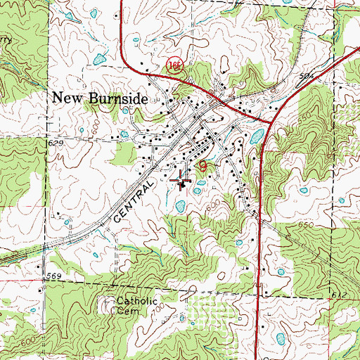 Topographic Map of New Burnside Center, IL