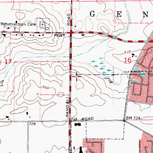 Topographic Map of Batavia Post Office, IL