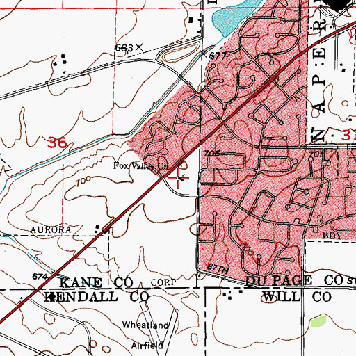 Topographic Map of Bethany of Fox Valley United Methodist Church, IL