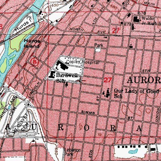 Topographic Map of Fourth Street United Methodist Church, IL