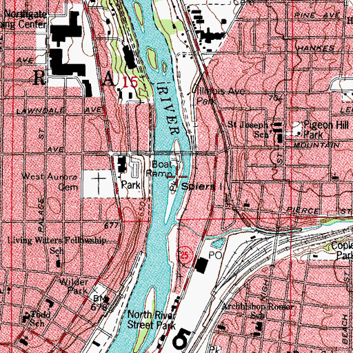 Topographic Map of Illinois Avenue Island Park, IL