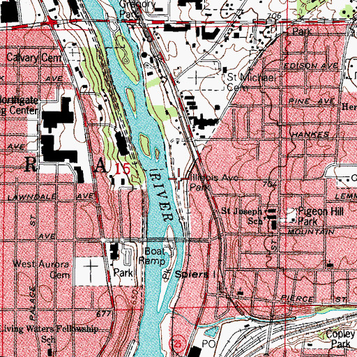 Topographic Map of Illinois Avenue Park, IL