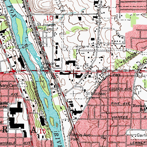 Topographic Map of Indian Trail Shopping Center, IL