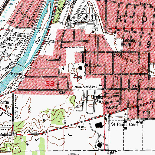 Topographic Map of Krug Park, IL