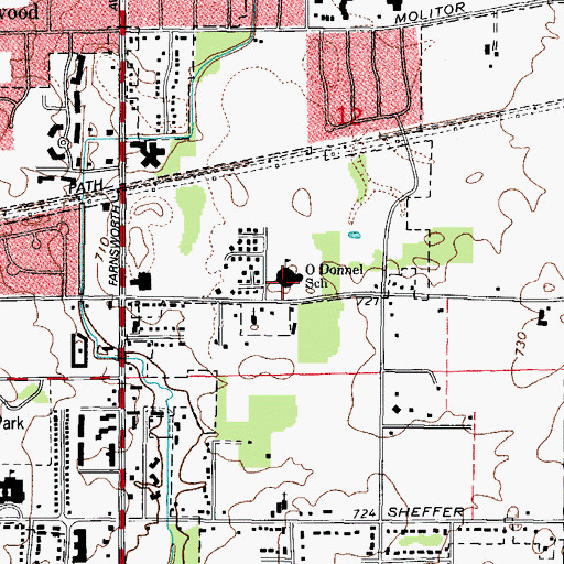 Topographic Map of Mabel O'Donnell Elementary School, IL