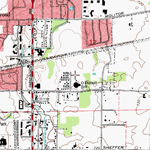 Topographic Map of O'Donnell Park, IL