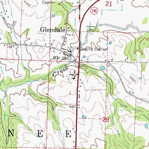 Topographic Map of Glendale Cemetery, IL