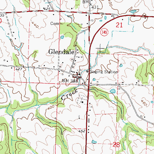 Topographic Map of Glendale Post Office (historical), IL