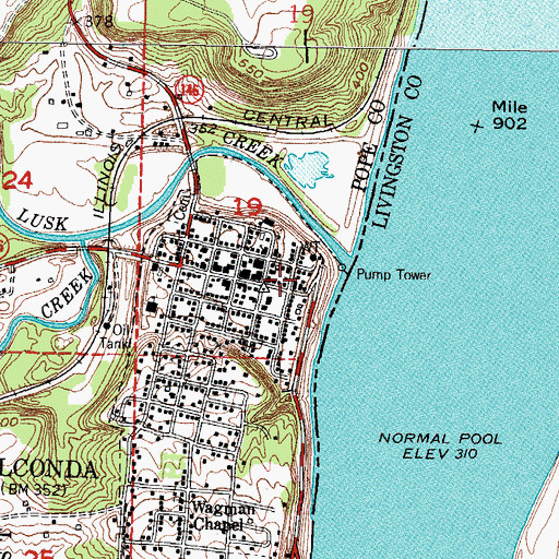 Topographic Map of Golconda Historic District, IL