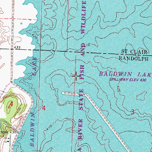 Topographic Map of Baldwin Lake State Fish and Wildlife Area, IL