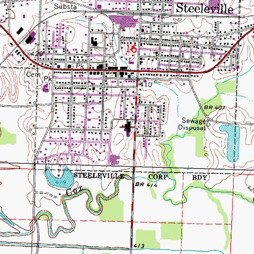 Topographic Map of Steeleville Elementary School, IL