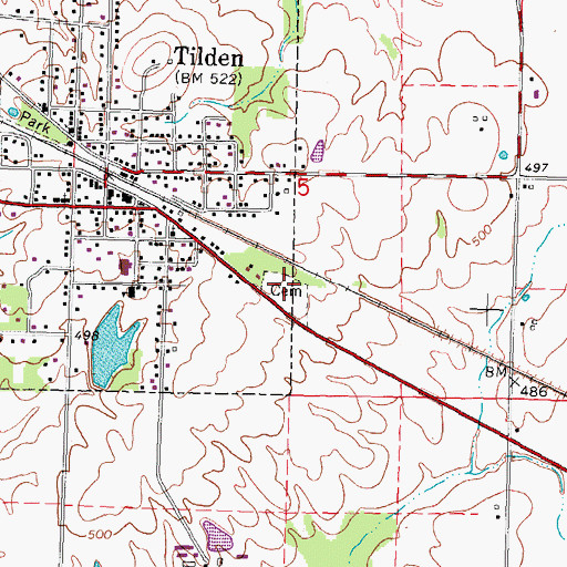 Topographic Map of Tilden City Cemetery, IL
