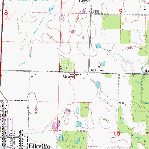 Topographic Map of Davis Number 1 Cemetery, IL