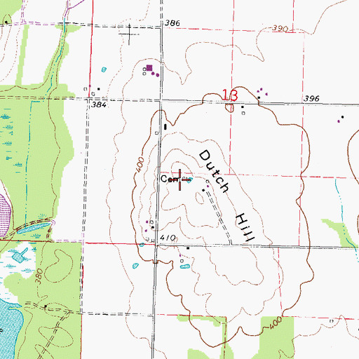 Topographic Map of Dutch Hill Cemetery, IL