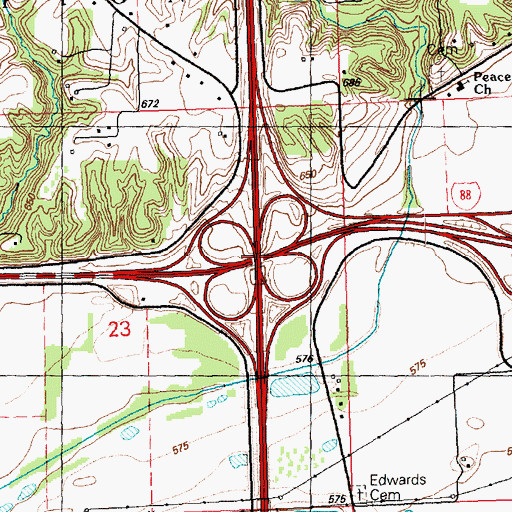 Topographic Map of Interchange 1, IL