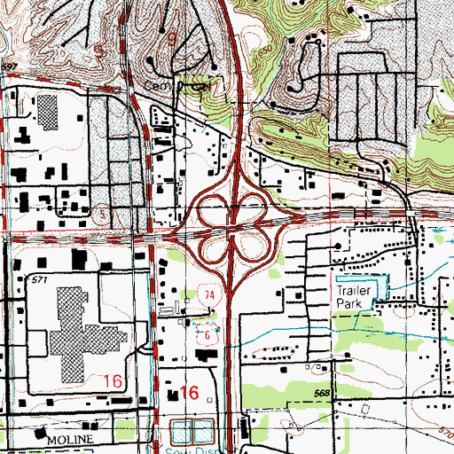 Topographic Map of Interchange 4, IL