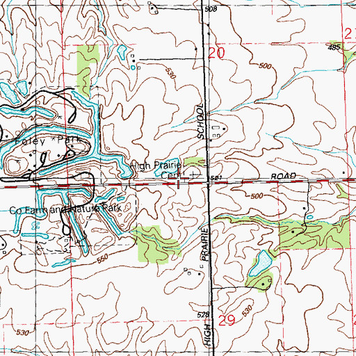 Topographic Map of High Prairie School (historical), IL