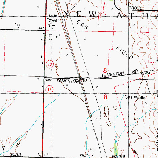 Topographic Map of Lementon, IL
