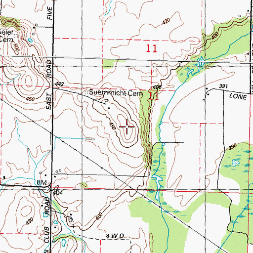 Topographic Map of Point Lookout, IL