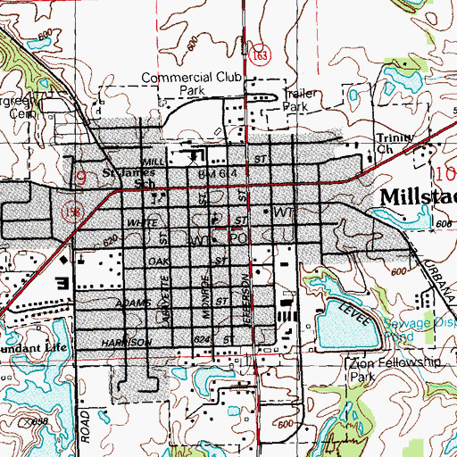 Topographic Map of Millstadt Post Office, IL