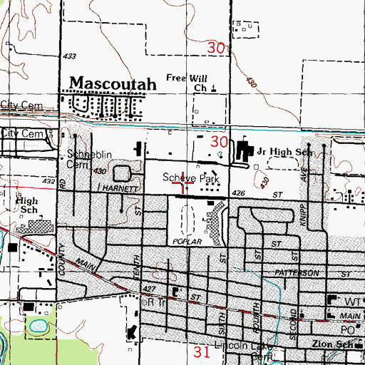 Topographic Map of Scheve Park, IL