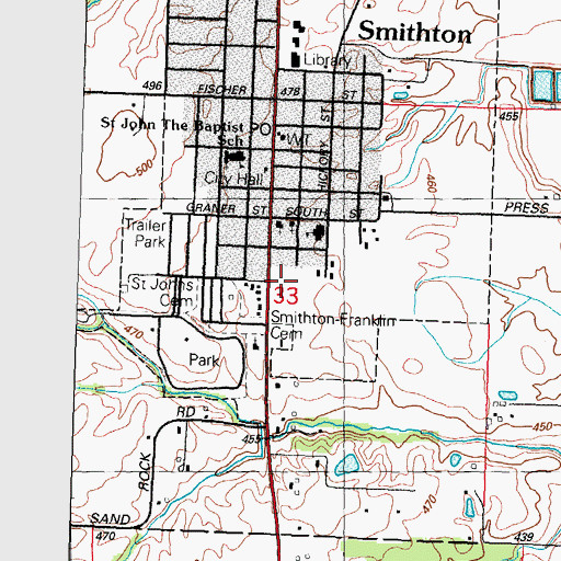 Topographic Map of Smithton Post Office, IL
