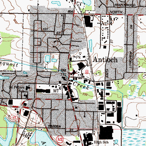 Topographic Map of Antioch Elementary School, IL
