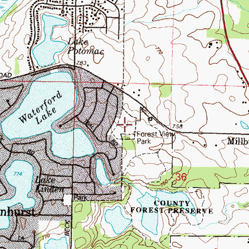 Topographic Map of Forest View Park, IL