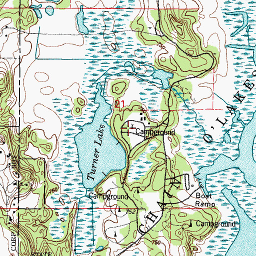 Topographic Map of Honeysuckle Hollow Camping Area, IL