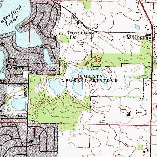 Topographic Map of McDonald Woods Forest Preserve, IL