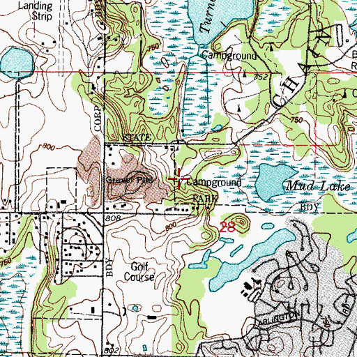 Topographic Map of Mudlake West Youth Group Camping Area, IL