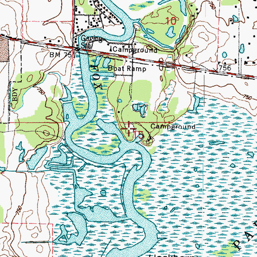 Topographic Map of Oak Point Day Use Area, IL