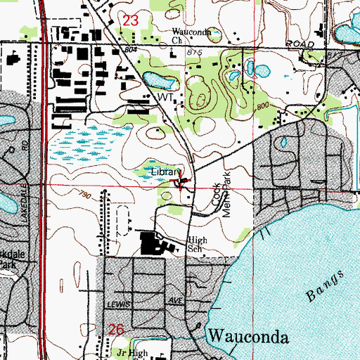 Topographic Map of Wauconda Area Public Library, IL