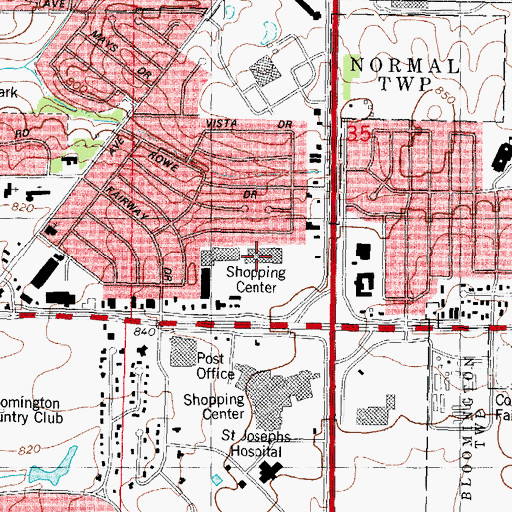 Topographic Map of Empire Plaza Shopping Center, IL