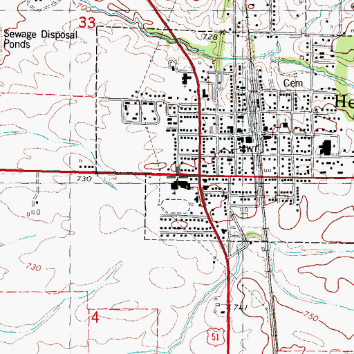 Topographic Map of Heyworth High School, IL