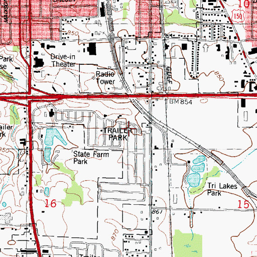 Topographic Map of Hilltop Trailer Park, IL