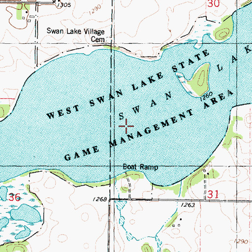 Topographic Map of West Swan Lake State Game Management Area, IA