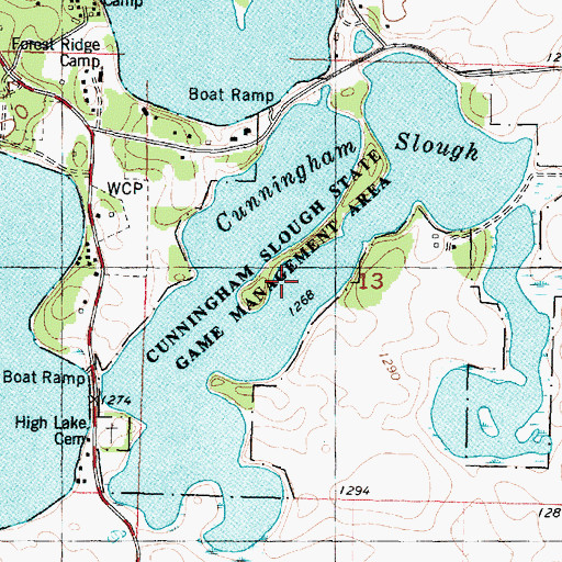 Topographic Map of Cunningham Slough, IA