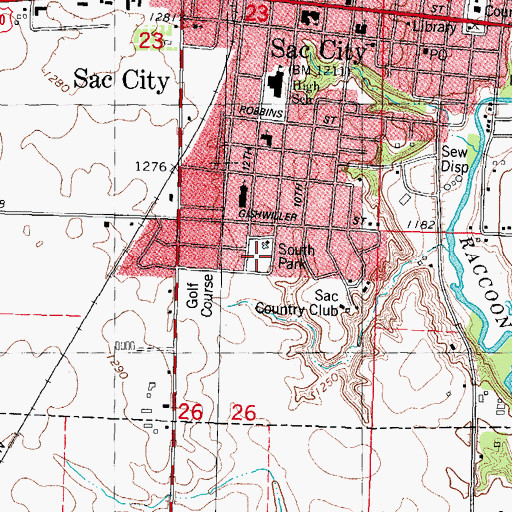 Topographic Map of South Park, IA